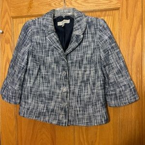 Merona navy and white 3/4 ruffle sleeve fashion jacket